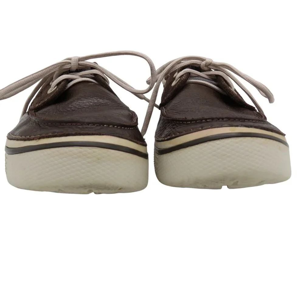 CROCS Men's Dark Brown Pebbled Leather Boat Shoes Size 9